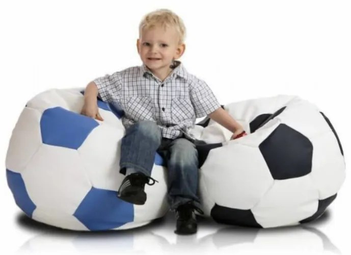 Sedací vak malá bielo modrá futbalová lopta TiaHome