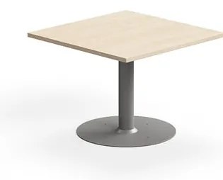 Konferenčný stolík ALVA, 700x700x500 mm, s kotvením do zeme, HPL, strieborná/breza