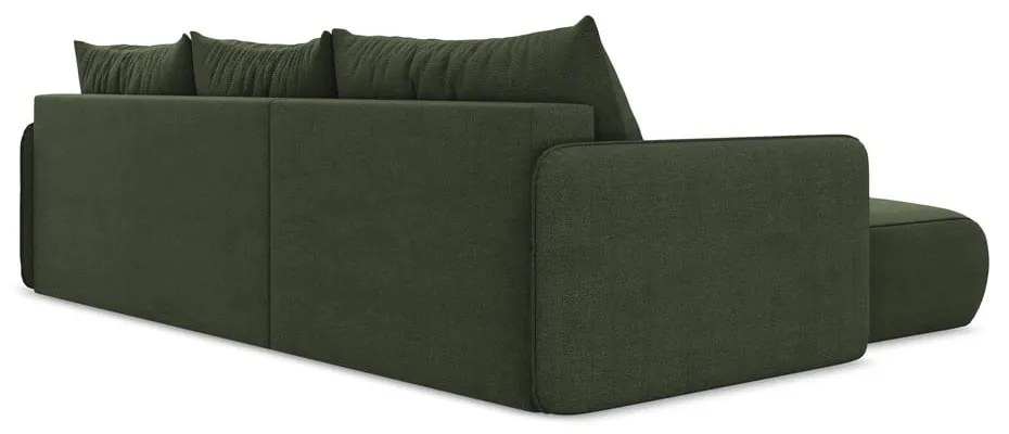 Zelená rozkladacia/s úložným priestorom rohová pohovka (ľavý roh) Nanea – Makamii