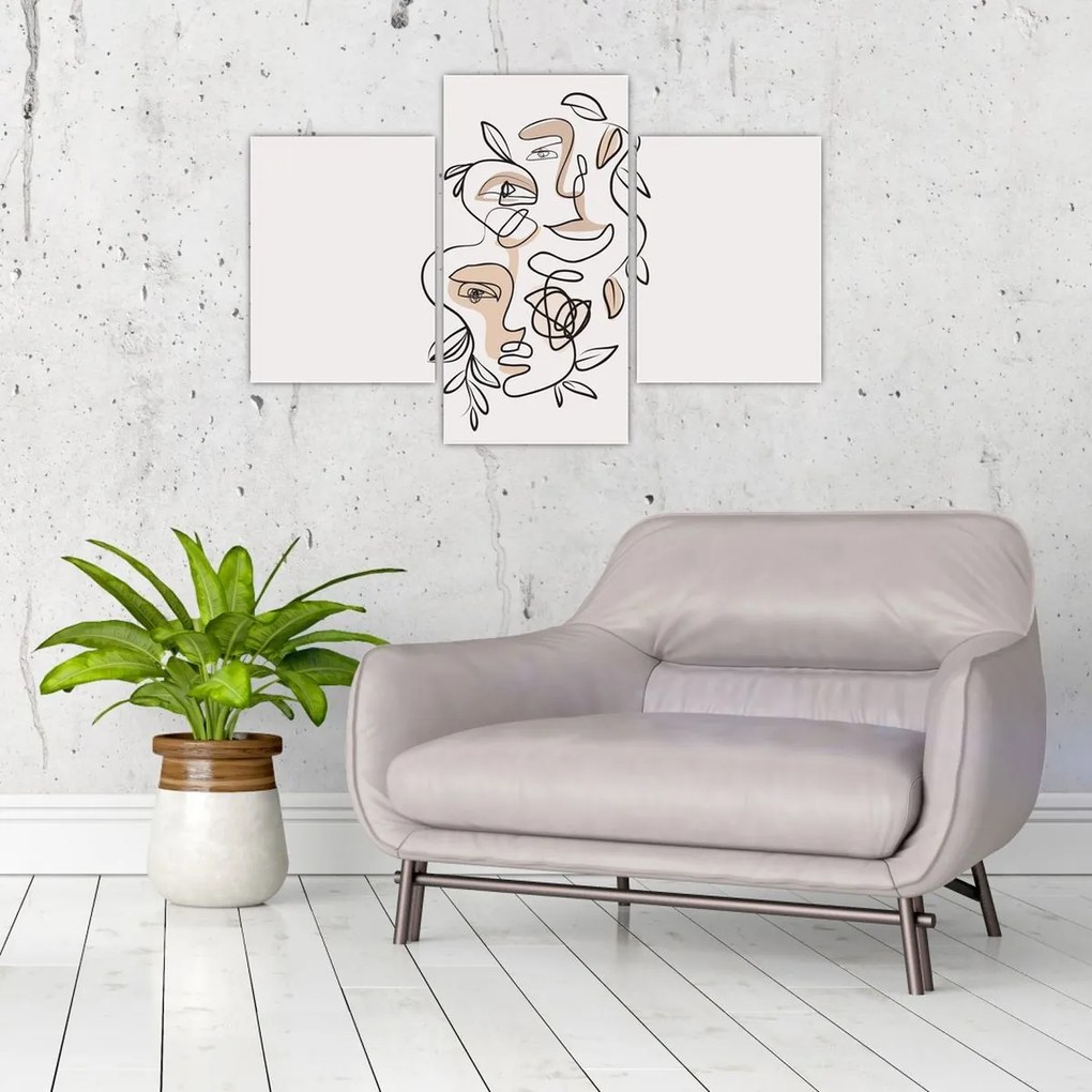Obraz - Line art tváre (90x60 cm)