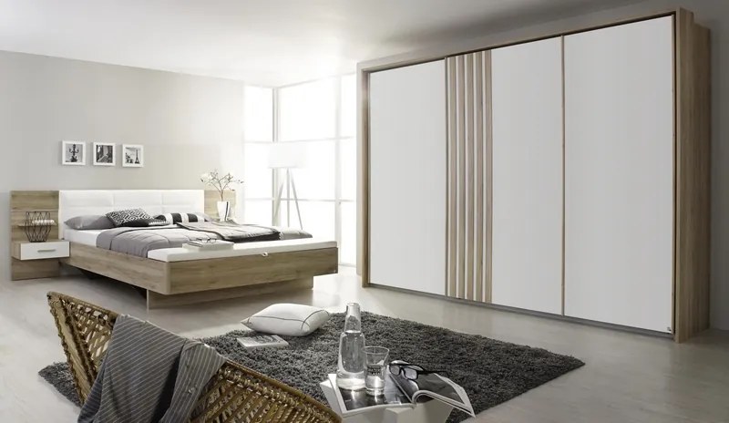 Posteľ s nočnými stolíkmi Mosbach 180x200 cm, dún san remo/biela