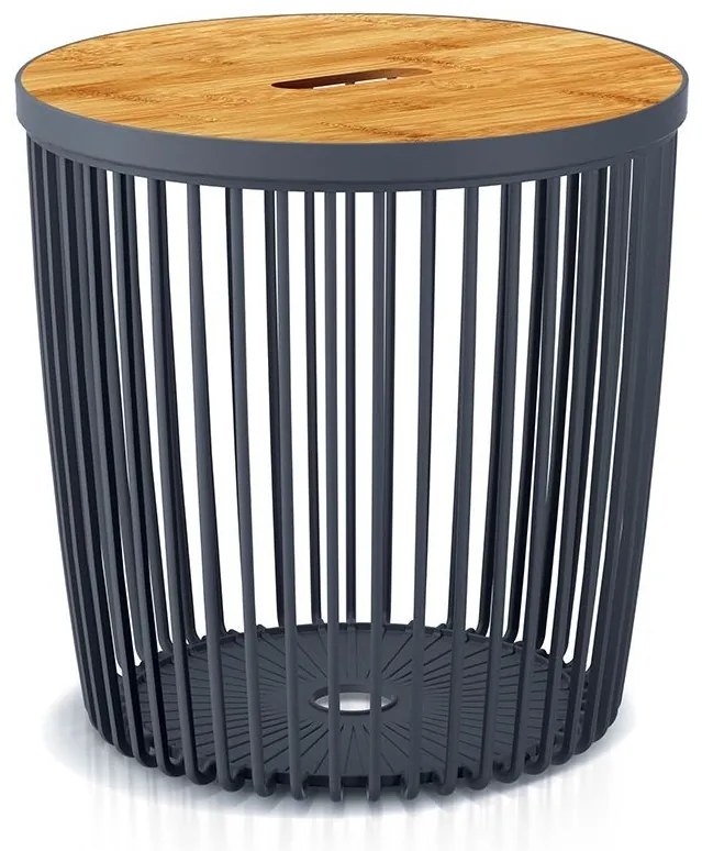Univerzálny kôš s bambusovým vekom, 50 l, prírodné drevo / antracit