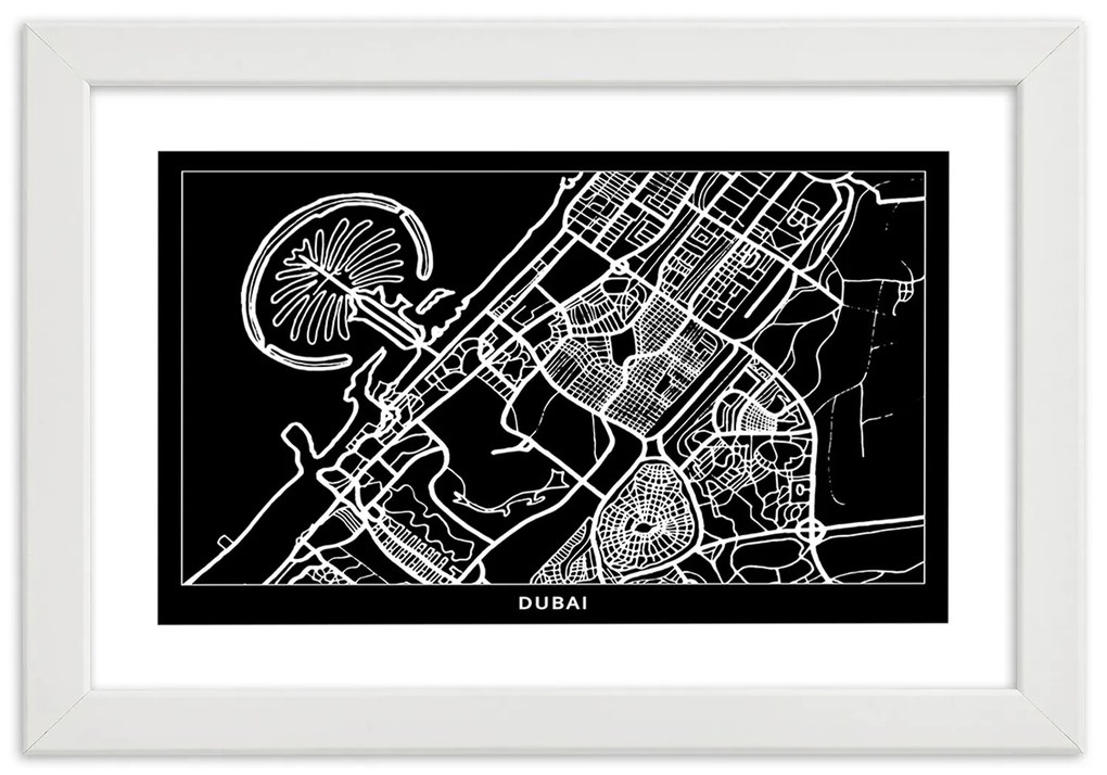 Gario Plagát City plan Dubai Farba rámu: Bez rámu, Rozmery: 45 x 30 cm