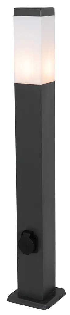 Vonkajšia lampa tmavo sivá 80 cm so zásuvkou IP44 - Malios
