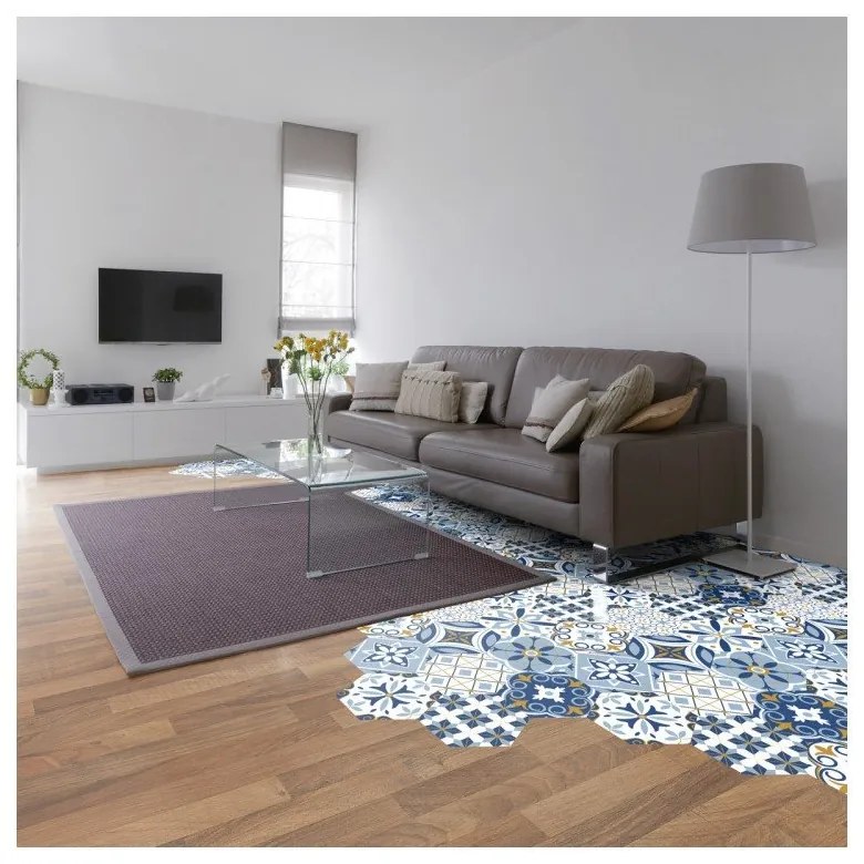 Súprava 10 samolepiek na podlahu Ambiance Hexagons Jelilna, 20 × 18 cm