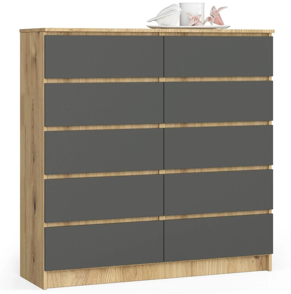 Komoda Kraft 10SZ (dub artisan + grafit). Vlastná spoľahlivá doprava až k Vám domov. 1117182
