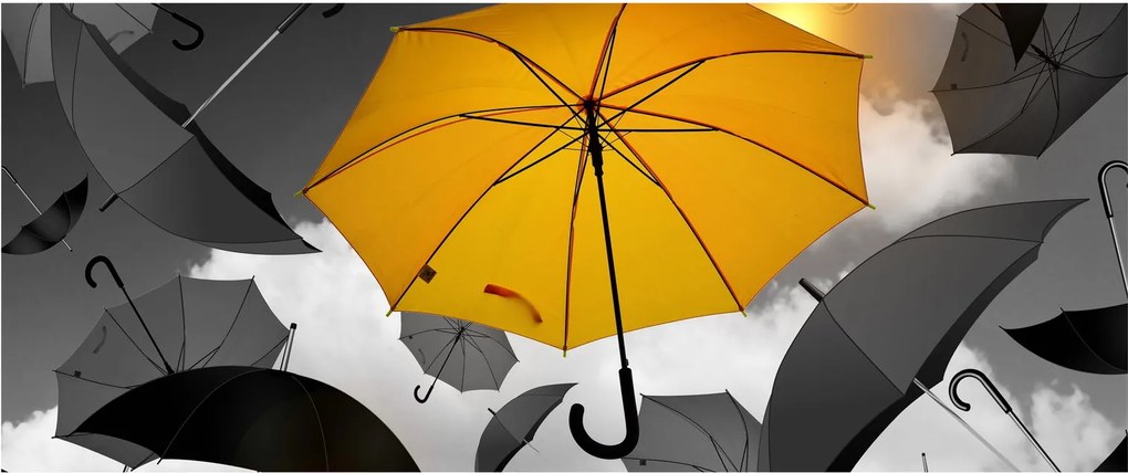 Obraz žltého dáždnika (120x50 cm)