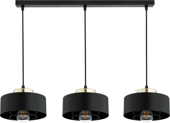 Brilagi - Závesný luster na lanku SPRING 3xE27/60W/230V čierna/zlatá