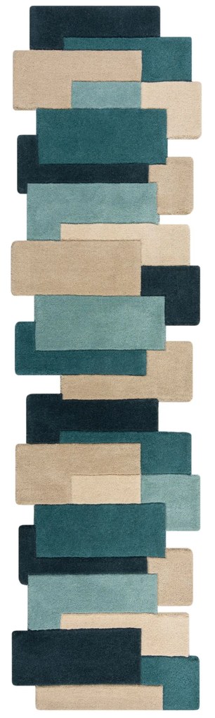 Behúň Abstract Collage Teal, 60x230, modrá, chodba / predsieň, Flair Rugs