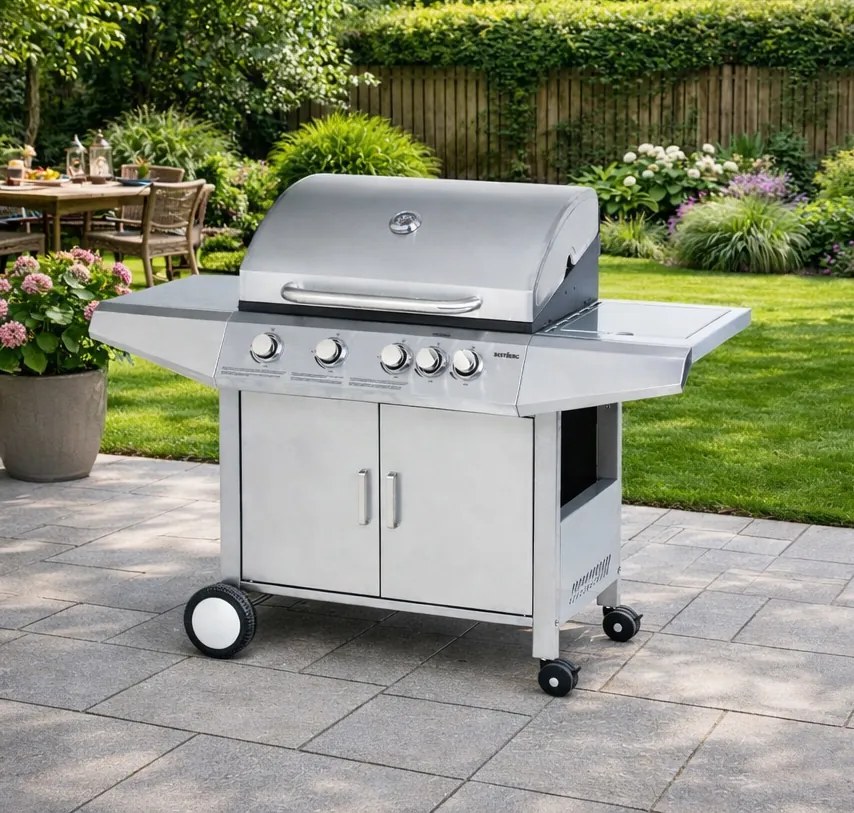 Plynový gril BestBerg BBBQ-24ST / 5 horákov / 15,75 kW / strieborná