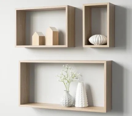 Súprava nástenných regálov (3 ks) Shelvy Rec, dub sonoma%