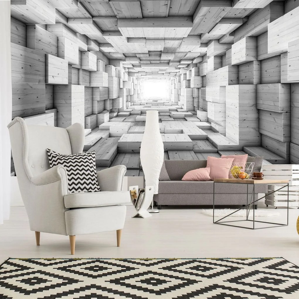 Fototapeta - 3D drevený tunel (152,5x104 cm)