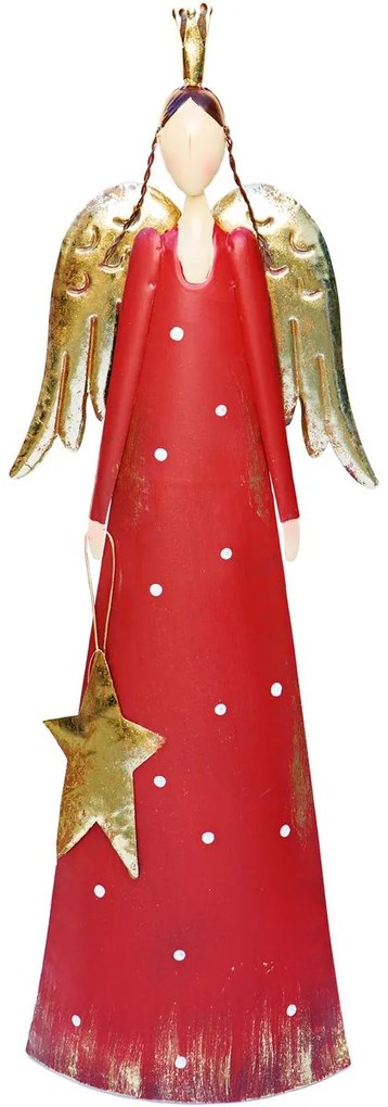 Dekoračná figúrka anjel, výška: 74 cm, červená