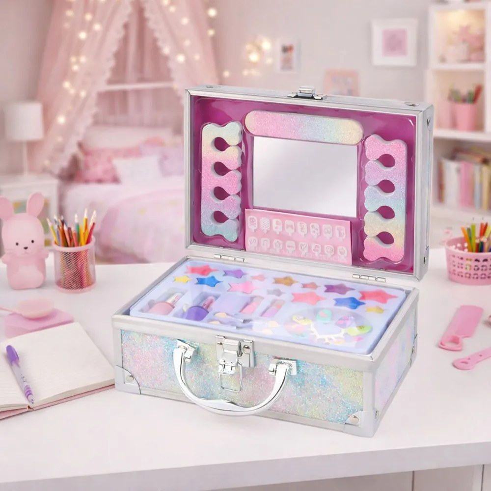 LEAN Toys Kozmetická sada Glitter Darčeková truhlica Kozmetika na nechty Make-up Morská panna