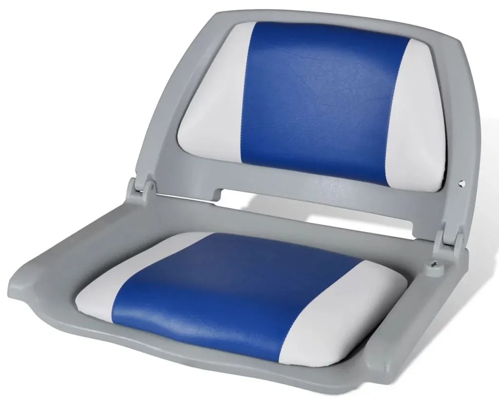 vidaXL Sklápacie sedadlo do člna s modro bielou podložkou 41 x 51 x 48 cm