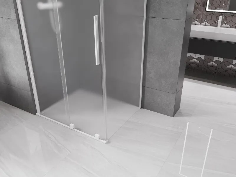 Mexen Velar, sprchový kút s posuvnými dverami 90 x 110 cm, 8mm sklo námraza, biela matná, 871-090-110-31-20