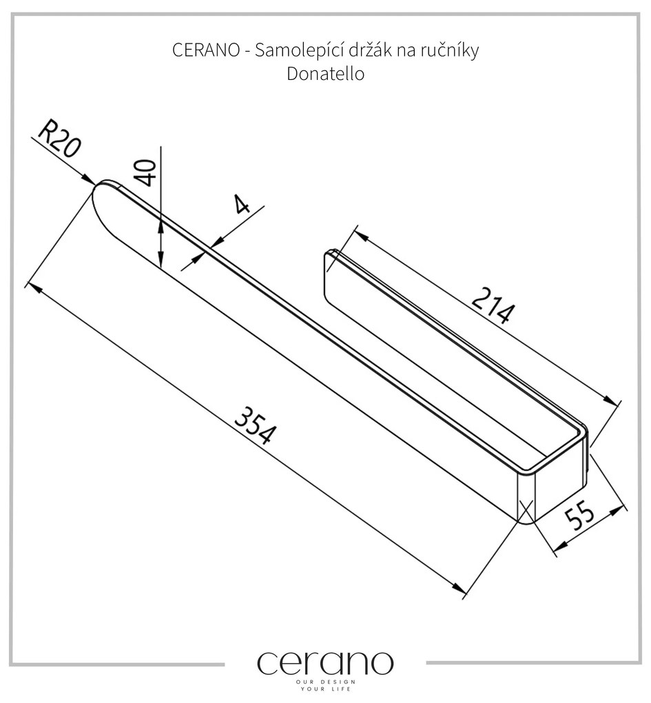 Cerano Donatello, samolepiaci držiak na uteráky, čierna matná, CER-CER-428956