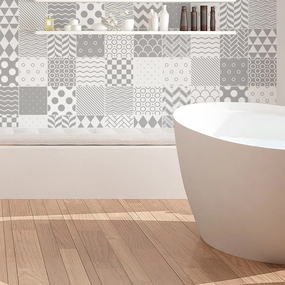 Súprava 60 dekoratívnych samolepiek na stenu Ambinácia Cardiff, 15 x 15 cm