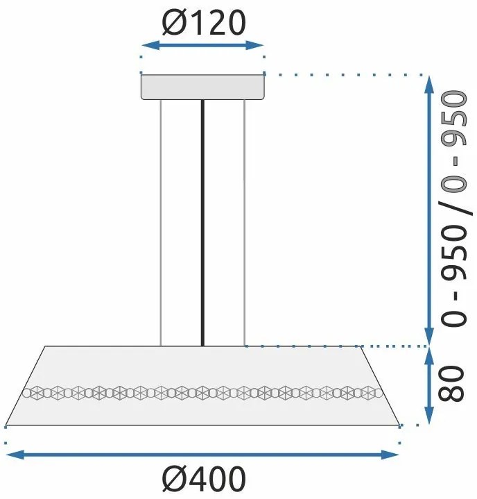 Toolight Toolight, LED závesné svietidlo Cristal 20W APP1028-CP, čierna, OSW-01233