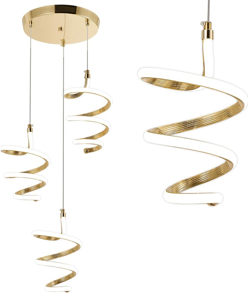 Toolight Toolight, LED závesné svietidlo 3x20W, 4000K, 4000lm, G075-3CPR, zlatá, OSW-08661