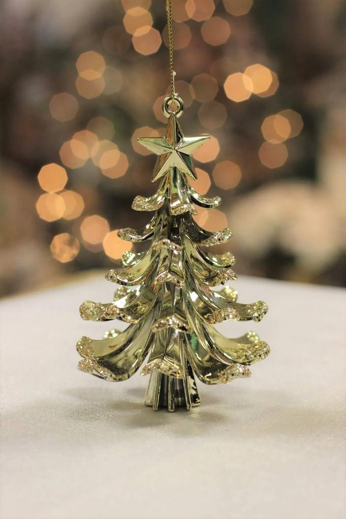 LUX zlatá závesná ozdoba vianočný stromček 12cm