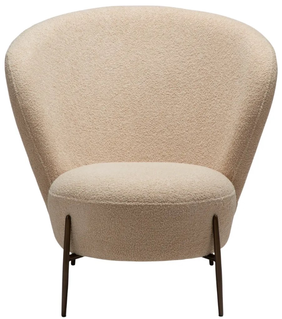 ORBIT ČALÚNENÉ LOUNGE KRESLO almond bouclé/antique brass
