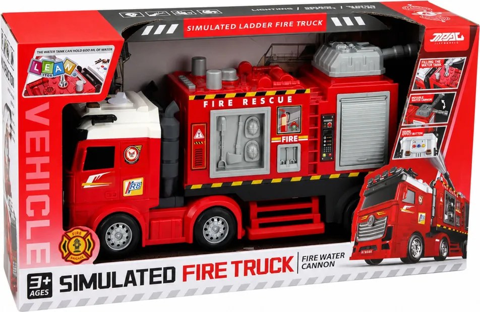 LEAN Toys Hasičské auto s vodným delom, pohonom, svetlami a zvukmi