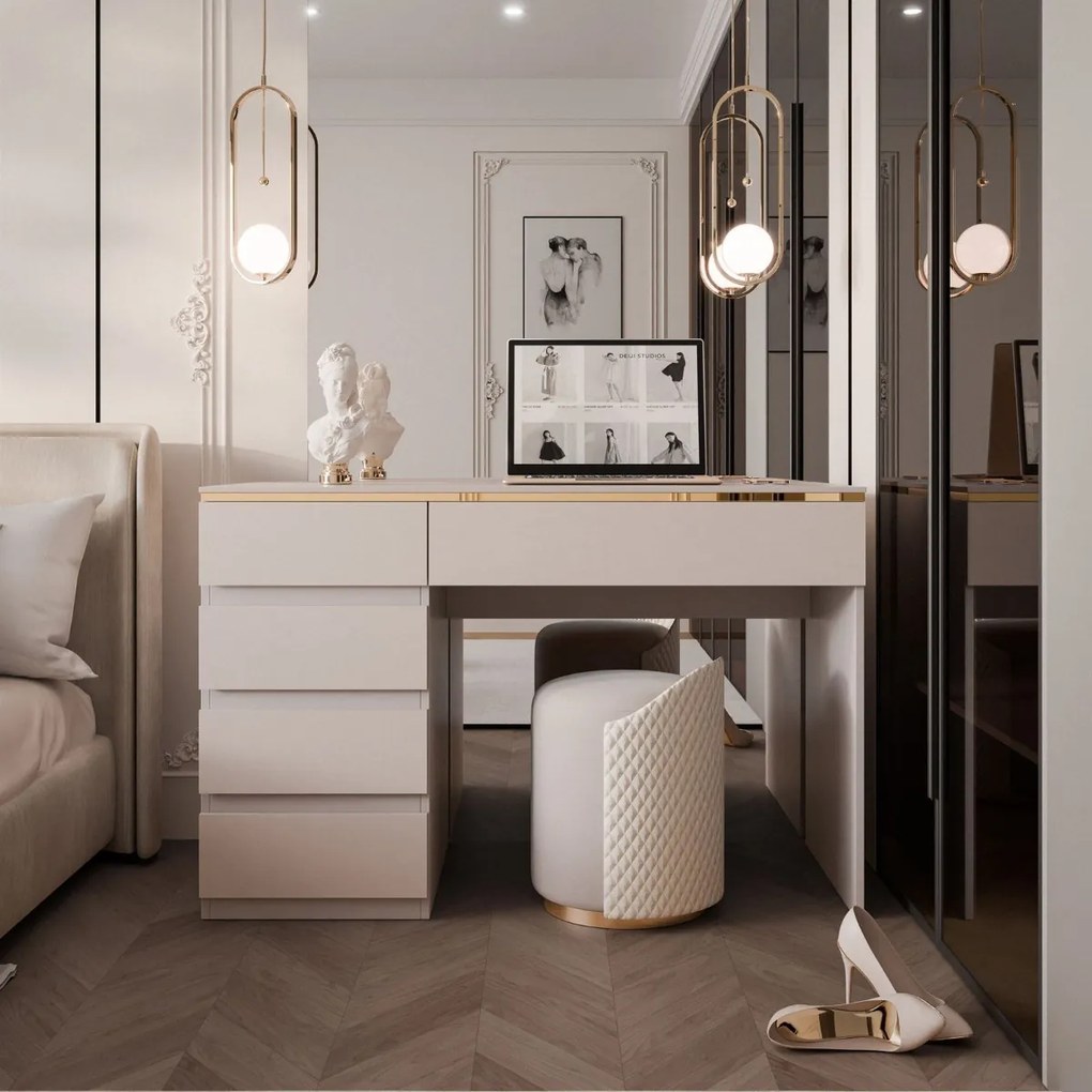 PISACÍ STÔL NESSIE KAŠMÍR + ZLATÝ 120 cm