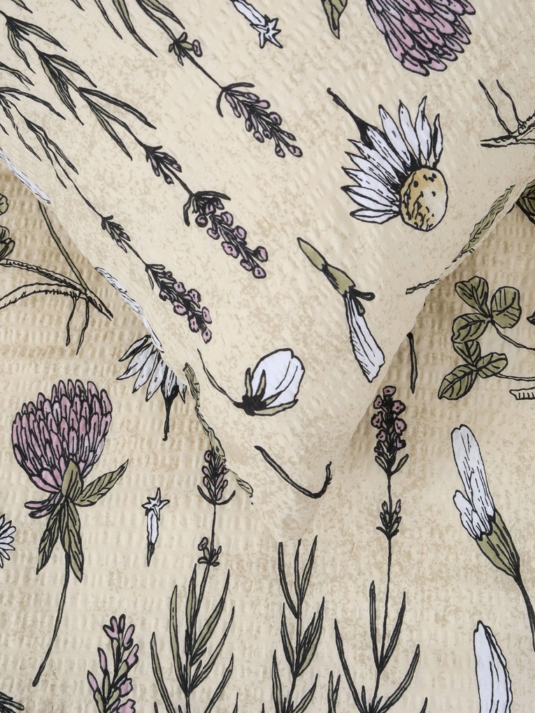 Krepová obliečka na vankúš Renforcé 70 x 90 cm - Herbár béžový