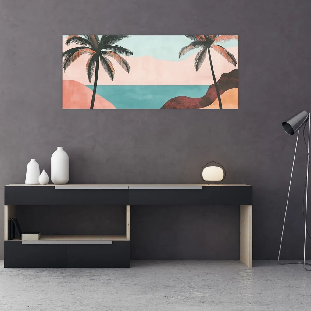 Obraz - Palmy pri mori (120x50 cm)