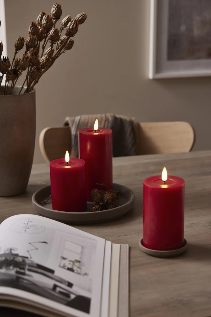 STAR TRADING LED sviečka Flamme Flow Pillar Red 17,5 cm
