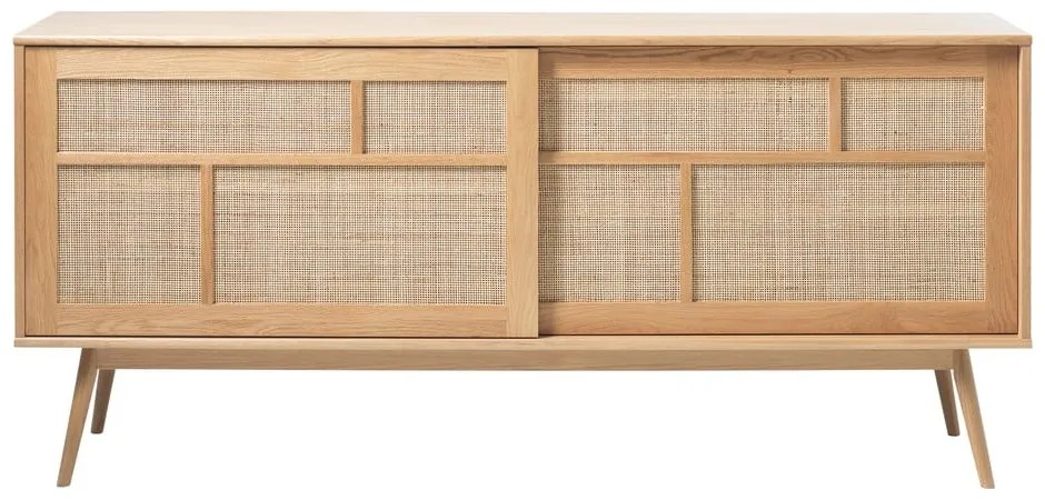 Nízka komoda v dekore duba s posuvnými dverami v prírodnej farbe 180x80 cm Barrali – Unique Furniture