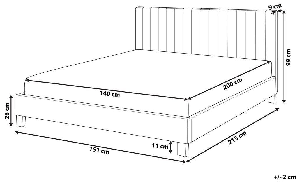 Čalúnená posteľ 140 x 200 cm svetlosivá POITIERS Beliani