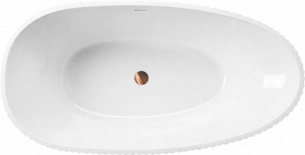 Rea Carmen, voľne stojaca vaňa 170x85 cm, biela, zlatý matný click-clack, KPL-W7506