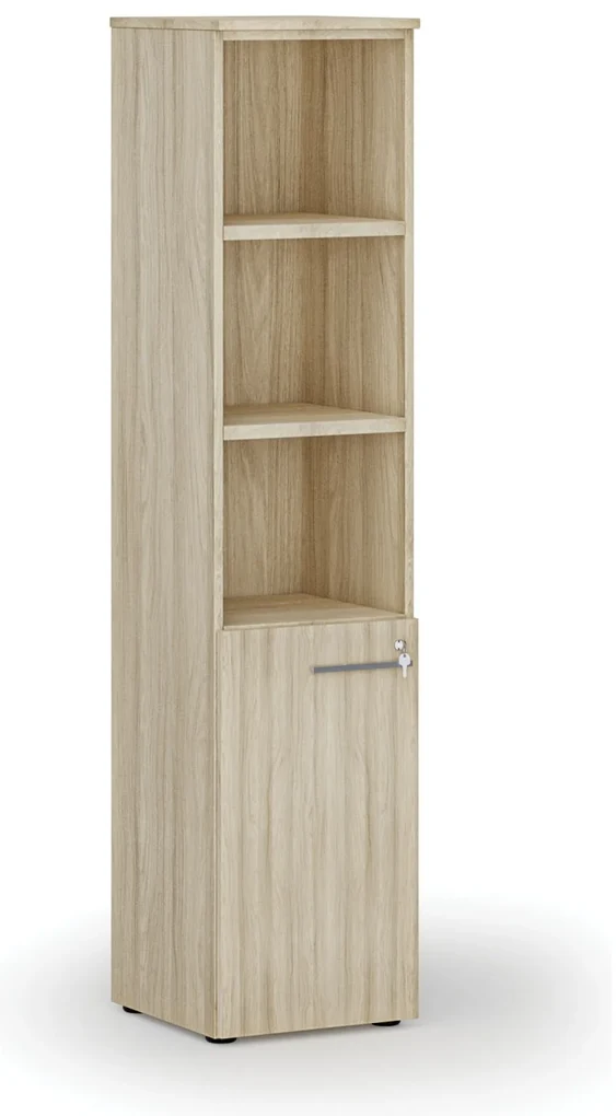 Kombinovaná kancelárska skriňa PRIMO WOOD, dvere na 2 poschodia, 400 x 420 x 1781 mm, dub prírodný