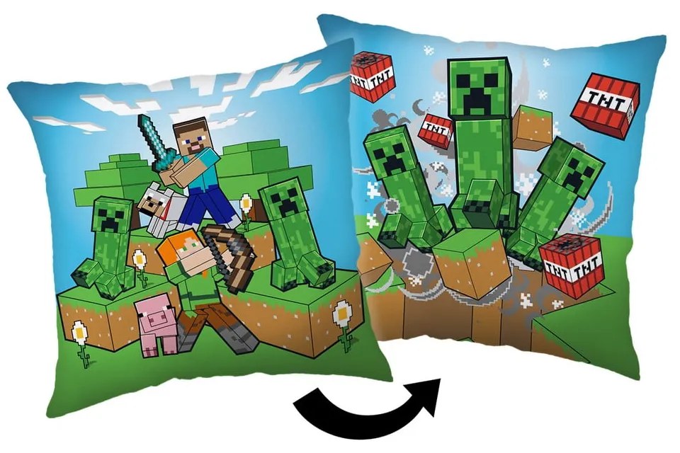 Detský vankúšik 40x40 cm Minecraft "Creeper Rush" – Jerry Fabrics