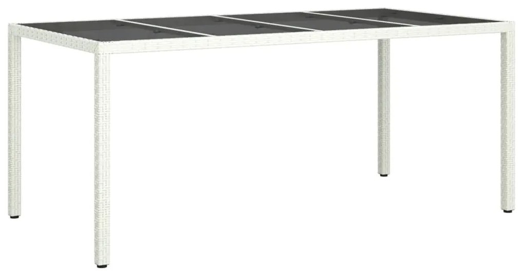 vidaXL Záhradný stôl biely 190x90x75 cm tvrdené sklo a polyratan