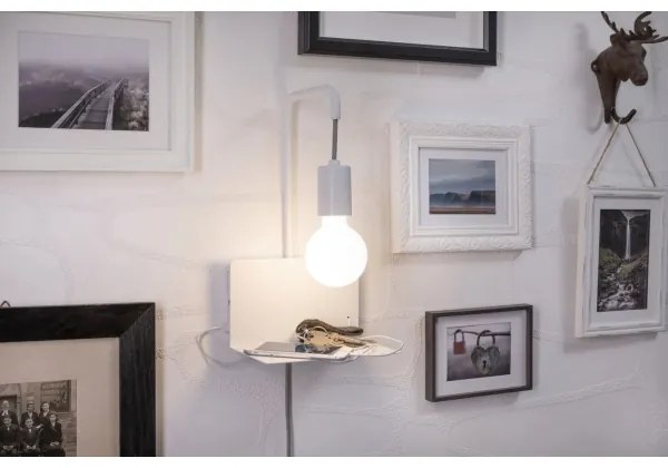 Paulmann 79812 - 1xE27/40W Nástenné svietidlo CALVANI s policou a USB, 230V, biele