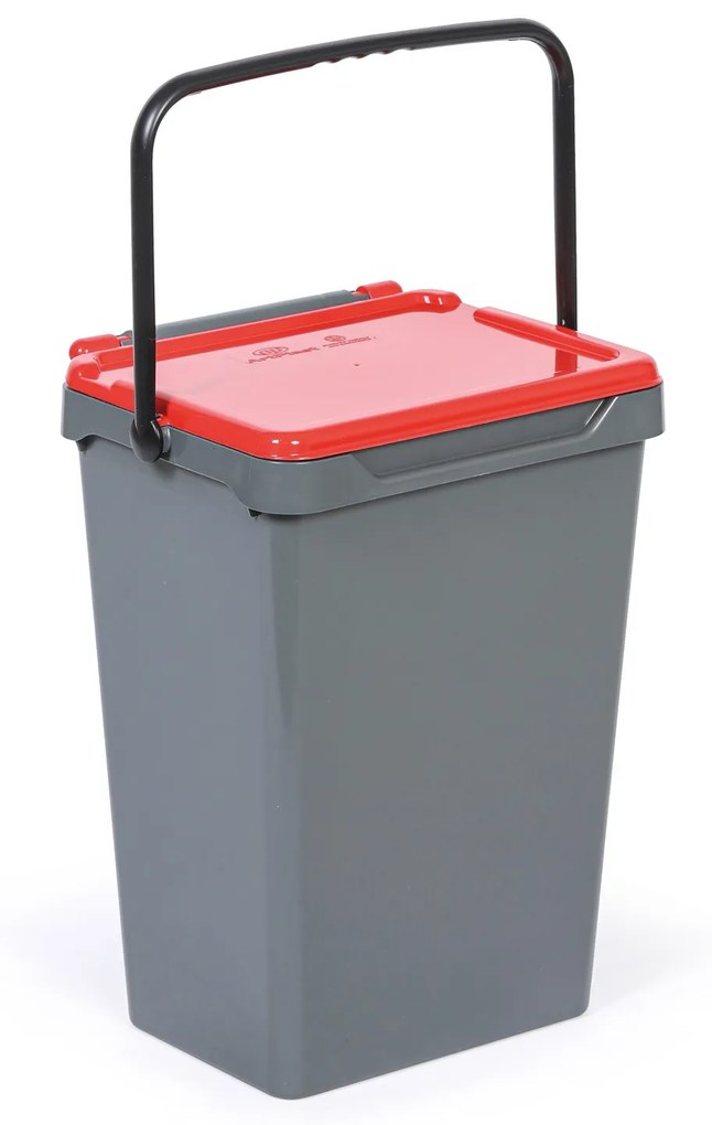 Plastový odpadkový kôš na triedenie odpadu, sivá + červená, 35 l