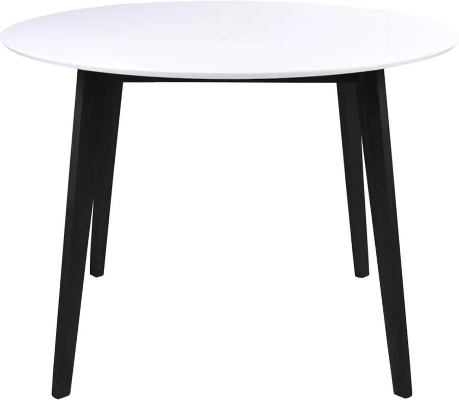 Jedálenský stôl s bielou doskou a čiernymi nohami z kaučukového dreva House Nordic Vojens, ⌀ 105 cm