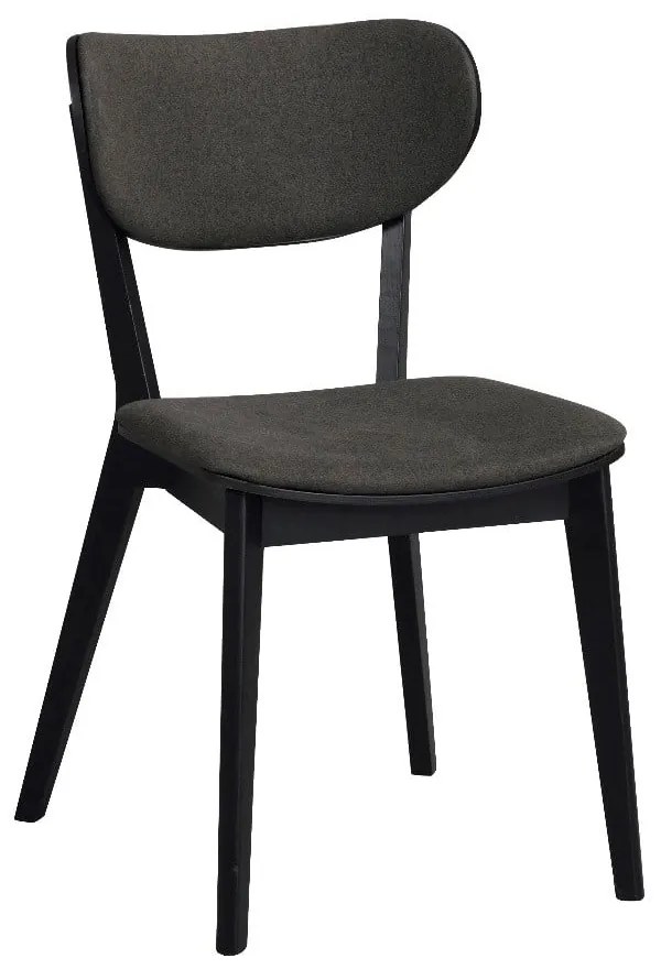 Čierna dubová jedálenská stolička s tmavosivým sedadlom Rowico Cato