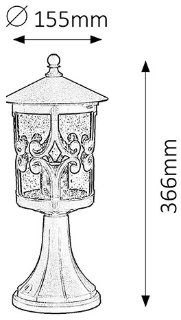 RABALUX Vonkajšia stojacia lampa PALMA, 1xE27, 100W, 37cm, čierna, IP23