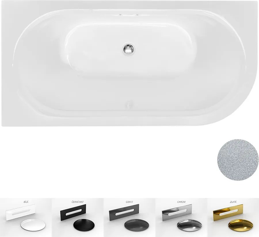 Besco Akrylátová voľne stojaca vaňa Avita A-Line Glam S CC/SP 150x75 (160x75, 170x75), s prepadom BESCO-Typ výpuste: Alcaplast Click-Clack so štrbino…