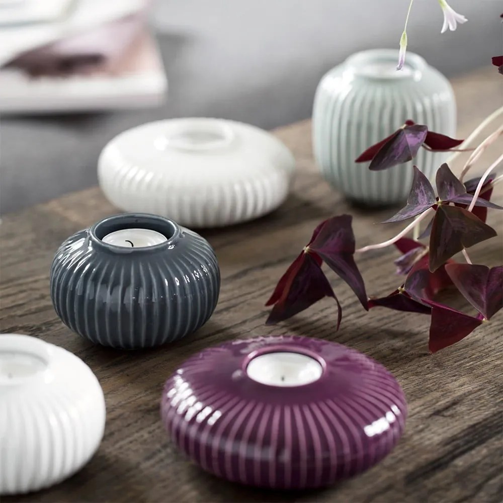 Mentolovomodrá kameninová váza Kähler Design Hammershoi, výška 12,5 cm