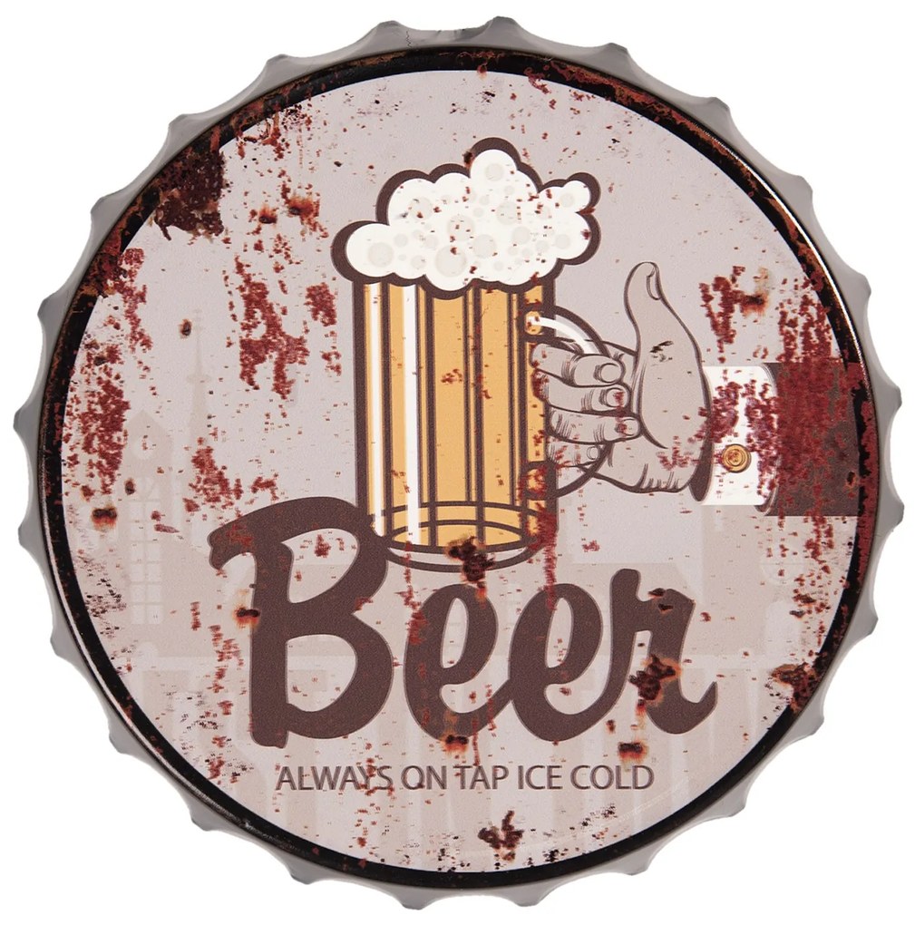 Kovová guľatá ceduľa Beer -o 33 * 5 cm