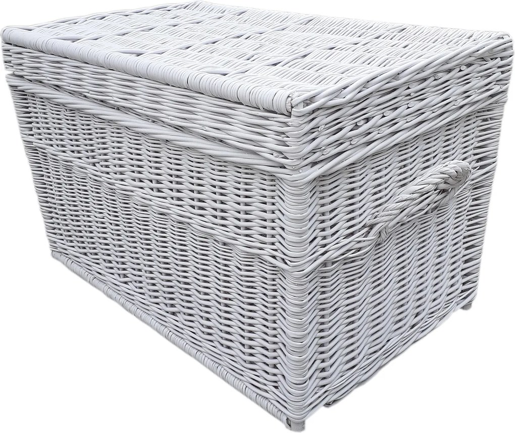 HRADIL H088 Prútená truhla biela Rozmery:: Dĺžka 70 x š.40 x v.40 cm