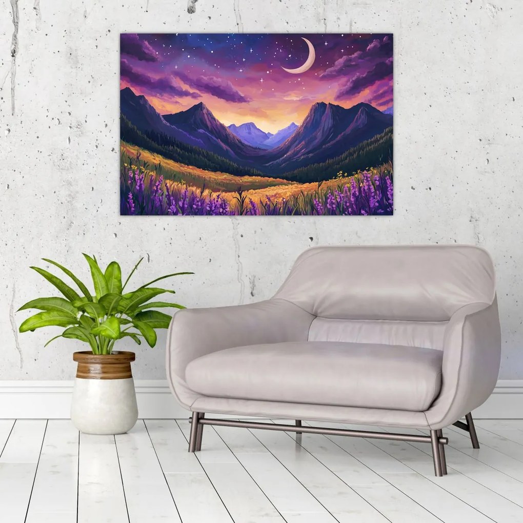 Obraz - Fialová krajina (90x60 cm)