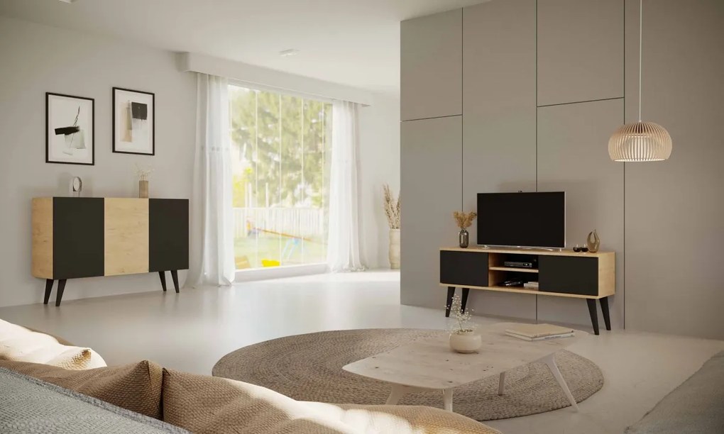 TV stolík TORONTO 120 cm dub artisan/čierny