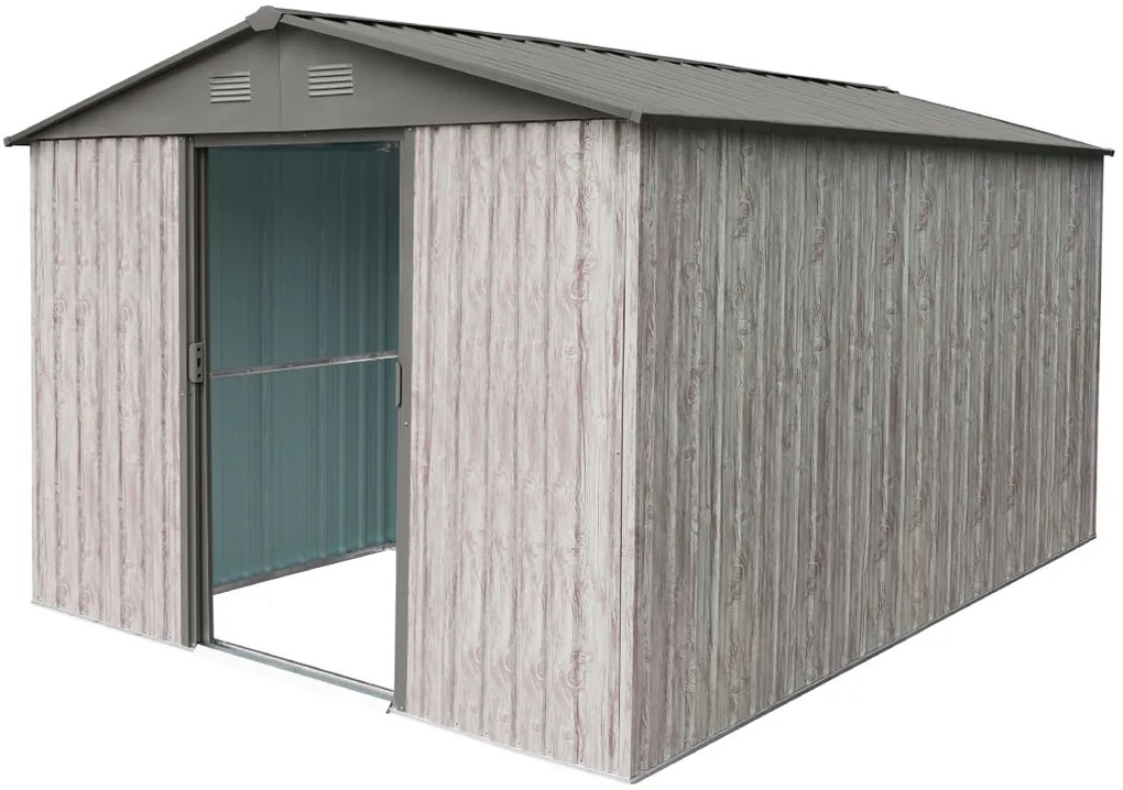 Záhradný domček BestBerg ZDB-9SD / 9 m² / 279 x 324 x 211 cm / biele drevo / sivá