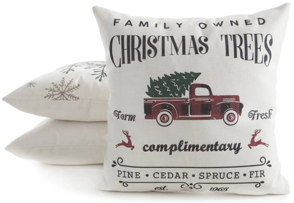 VIANOČNÁ DEKORAČNÁ OBLIEČKA NA VANKÚŠ CAR 45X45 CM VZOROVANÁ